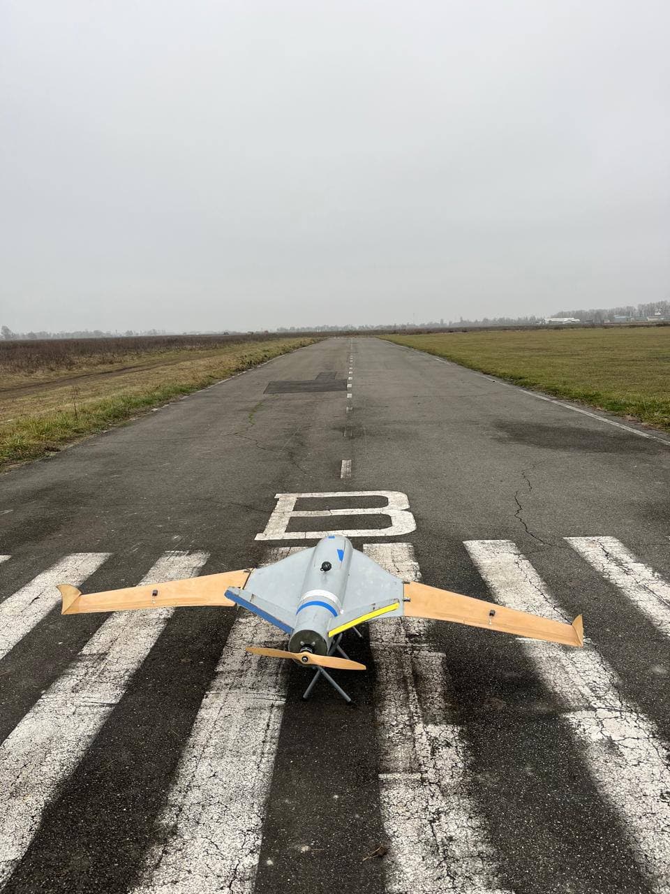 V-tail — pusher propeller and tail assembly, front view